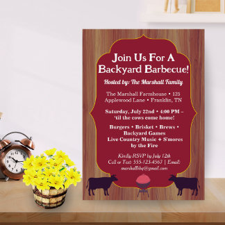 Convite Rustic Farmhouse BBQ Party Invite Summer Party