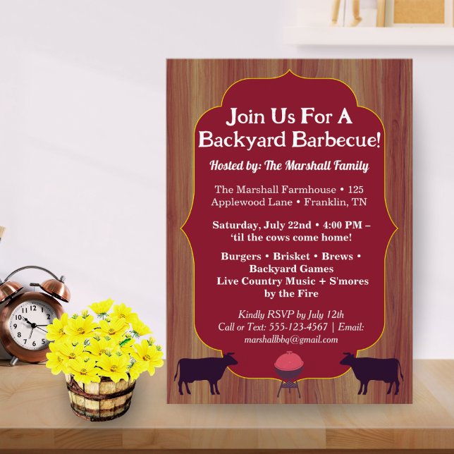 Convite Rustic Farmhouse BBQ Party Invite Summer Party  (Criador carregado)