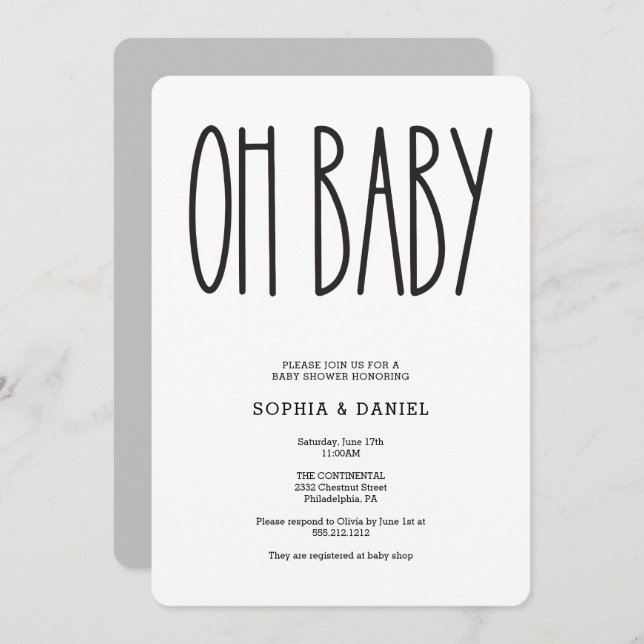 Convite Rustic Farmhouse Oh Chá de fraldas Invite (Frente/Verso)