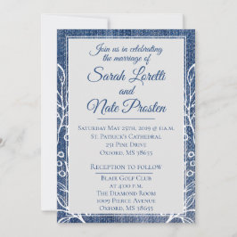 Convite Rustic Faux Jean com Laurel Wedding