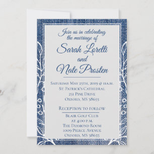 Convite Rustic Faux Jean com Laurel Wedding