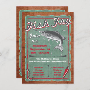 Convite Rustic Fish Fry Party Poster Invitation