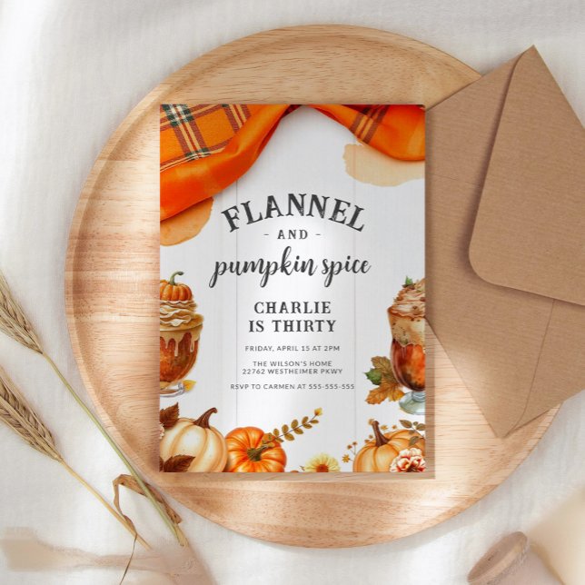 Convite Rustic Flannel e Pumpkin Caem Aniversário (Criador carregado)