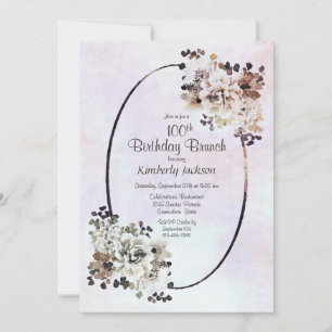 Convite Rustic Floral 100th Birthday Brunch