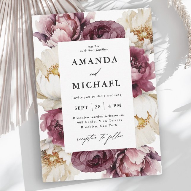 Convite Rustic Floral Abundance Romântica Blooms (A beautifully feminine wedding invitation with rustic charm.)