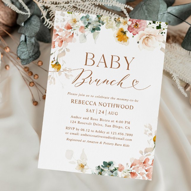 Convite Rustic Floral Baby Brunch (Criador carregado)