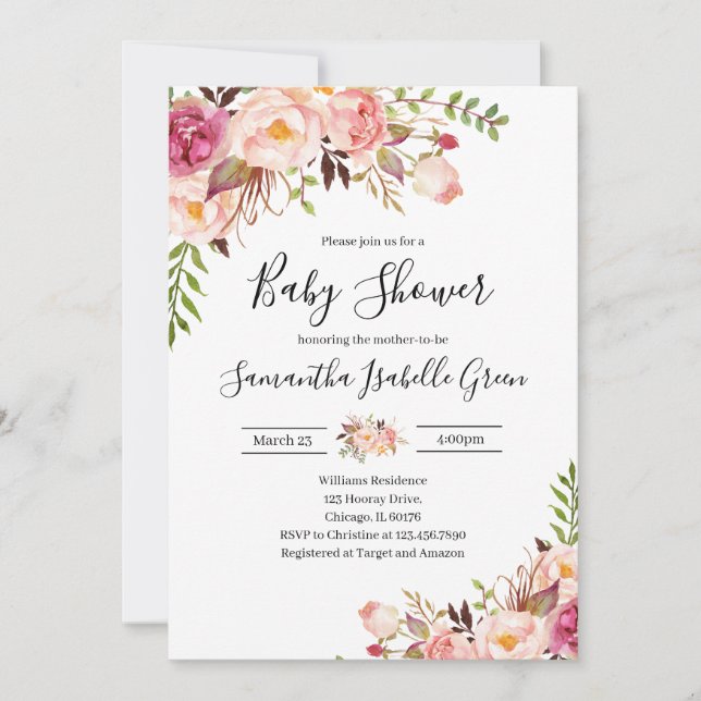 Convite Rustic Floral Baby Shower (Frente)