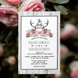 Convite Rustic Floral Barnwood Hunt está sobre o casamento