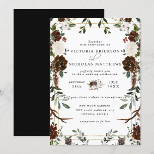 Convite Rustic Floral   Boho Botanical Wedding