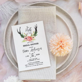 Convite Rustic Floral Boho Hunt está sobre o Chá de panela