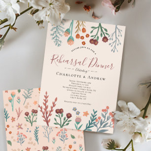 Convite Rustic Floral Boho Wildflower Rehersal