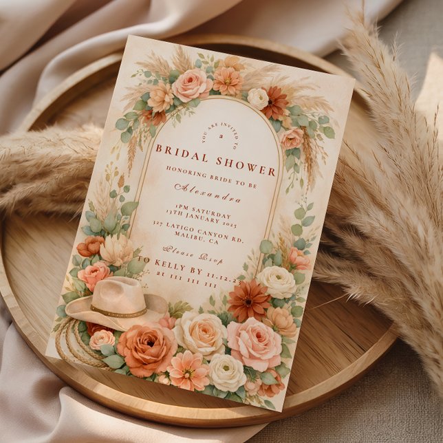 Convite Rustic Floral Boots Western Bridal Shower (Criador carregado)