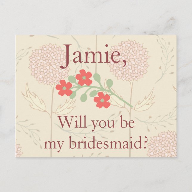 Convite Rustic Floral Bridesmaid (Frente)