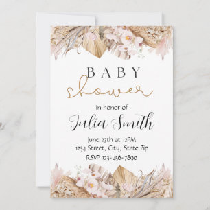Convite Rustic Floral Chá de fraldas Invite   Neutral Boho