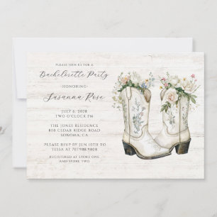 Convite Rustic Floral Cowgirl Boots Festa de solteira