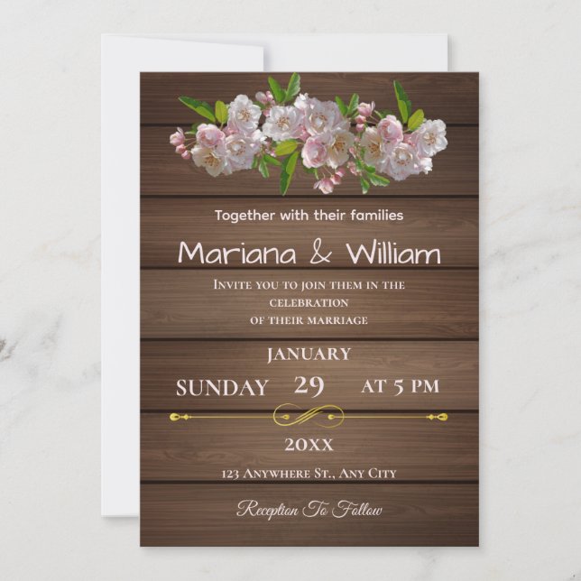 Convite Rustic Floral Elegance Invitation Design (Frente)