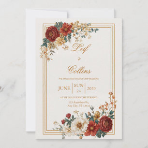 Convite Rustic Floral Frame Wedding