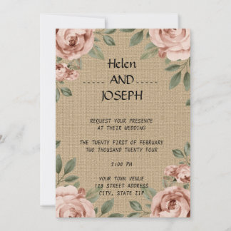 Convite Rustic Floral Invitation Suite Dusty Rosa