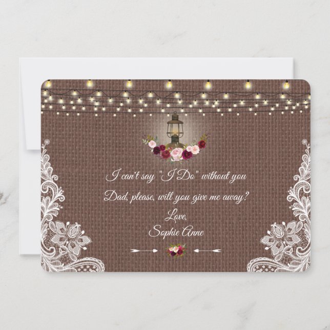 Convite Rustic Floral Old Lanterna Você Me Dará (Verso)