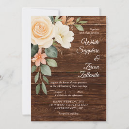 Convite Rustic Floral Para Casamento De Madeira