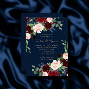 Convite Rustic Floral Quadro geométrico Dourado da Borg