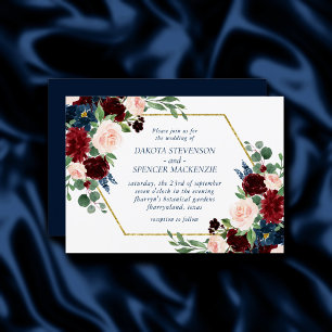 Convite Rustic Floral   Quadro geométrico Dourado da Borg