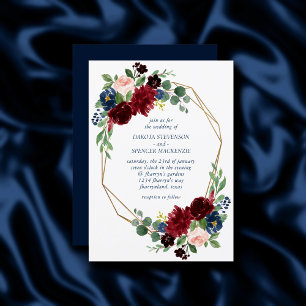 Convite Rustic Floral   Quadro geométrico Dourado da Borg