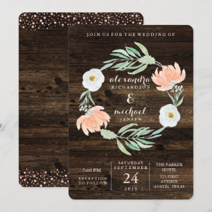 Convite Rustic Floral Romance Wreath Casamento