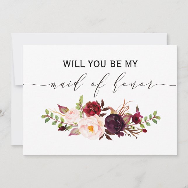 Convite Rustic Floral será minha madrinha de casamento. (Frente)