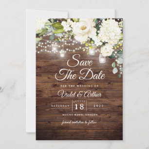 Convite Rustic Floral String Lights Casamento Salvar A Dat