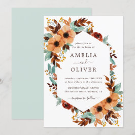 Convite Rustic Floral Watercolor White e Mint Weds