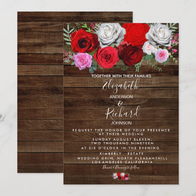 Convite Rustic Floral Wedding (Frente/Verso)