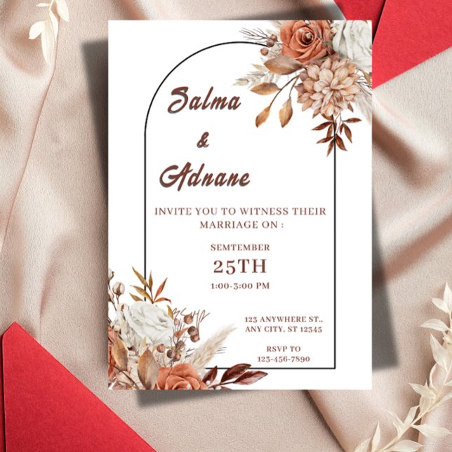 Convite Rustic Floral Wedding Invitation – Earthy Elegance (Criador carregado)