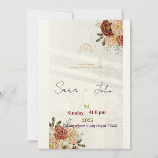 Convite Rustic Floral Wedding Invitation | Elegant Boho St
