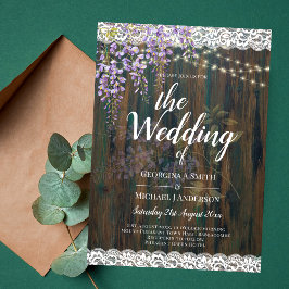 Convite Rustic Floral Weding Invitation Wisteria Lace