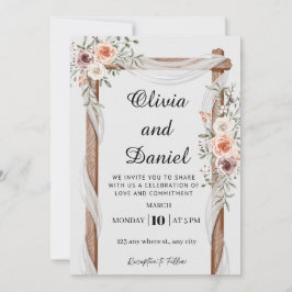 Convite Rustic Floral Wood Arch Wedding Invitation