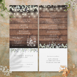 Convite Rustic Foliage Mason Jars Todos Em Um Casamento