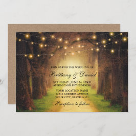 Convite Rustic Forest Path String Luzes Casamento Kraft