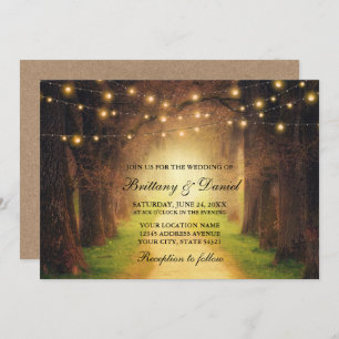 Convite Rustic Forest Path String Luzes Casamento Kraft