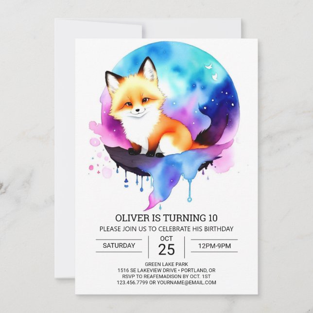 Convite Rustic Fox Birthday Bliss (Frente)