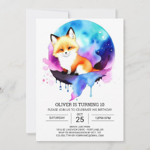 Convite Rustic Fox Birthday Bliss