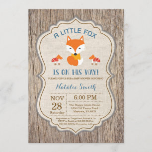 Convite Rustic Fox Chá de fraldas Invitation Boy
