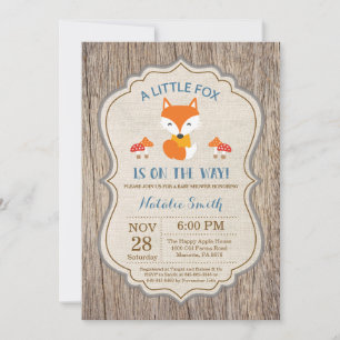 Convite Rustic Fox Chá de fraldas Invitation Boy