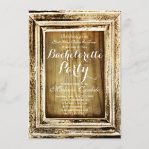 Convite Rustic Frame Barn Wood Festa de solteira Invites