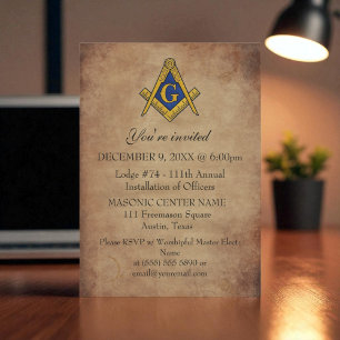 Convite Rustic Freemason Masonry Black Masonic