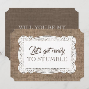 Convite Rustic Funny Bridesmaid / Proposta de Madrinha de 