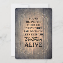 Rustic Funny Bridesmaid / Proposta de Madrinha de