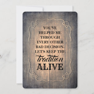 Convite Rustic Funny Bridesmaid / Proposta de Madrinha de 