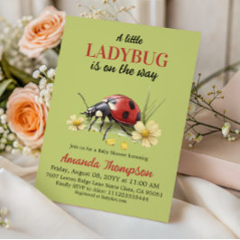 Convite Rustic Garden Floral A Little Ladybug Baby Shower