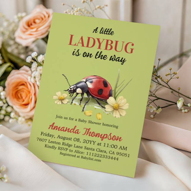 Convite Rustic Garden Floral A Little Ladybug Baby Shower (Criador carregado)